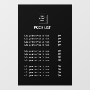 Autocollant Pour Fenêtre Liste de prix de logo d'entreprise minimaliste mod