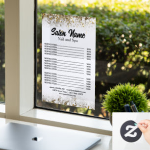 Autocollant Pour Fenêtre Liste de prix du Salon de beauté Beauty Nail menu 