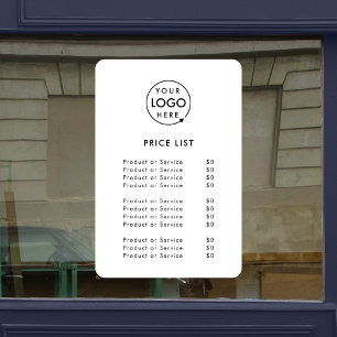Autocollant Pour Fenêtre Liste de prix Logo Blanc Minimaliste Moderne Ent