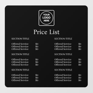Autocollant Pour Fenêtre Liste de prix noire   Logo d'entreprise personnali
