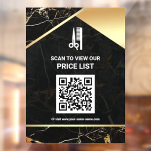 Autocollant Pour Fenêtre Liste de prix QR Code Salon de Maquillage Marbre N