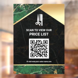 Autocollant Pour Fenêtre Liste de prix QR Code Salon de Maquillage Marbre V