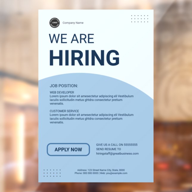 Autocollant Pour Fenêtre Location d'entreprise Vacance d'emploi Personnalis (Feuille 2)