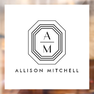 Autocollant Pour Fenêtre Logo à monogramme empilé Art déco