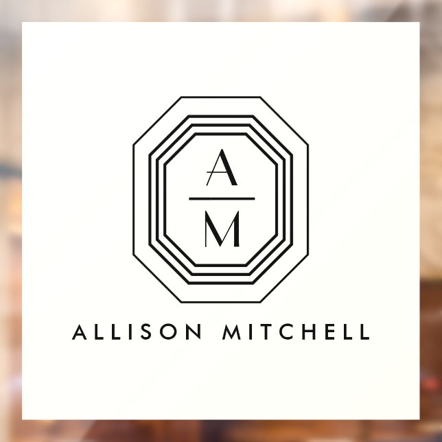 Autocollant Pour Fenêtre Logo à monogramme empilé Art Deco sur ivoire (Feuille 2)