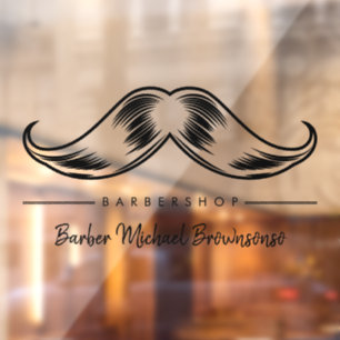 Autocollant Pour Fenêtre Logo Barber Mustache Simple