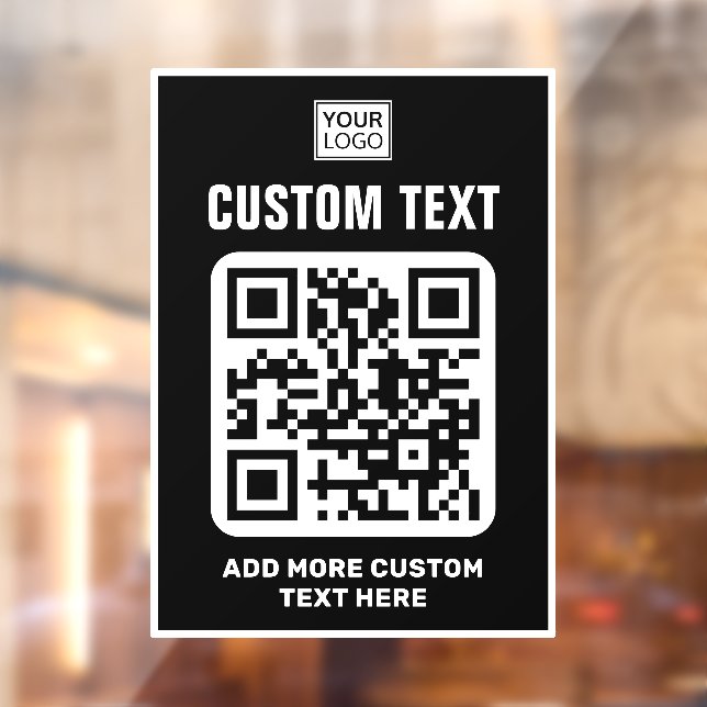 Autocollant Pour Fenêtre Logo, code QR et texte personnalisé noir et blanc (Feuille 2)