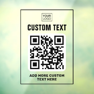 Autocollant Pour Fenêtre Logo, code QR et texte personnalisé noir et clair