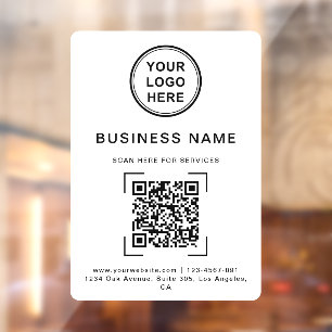 Autocollant Pour Fenêtre Logo Code QR Nom de l'entreprise Blanc