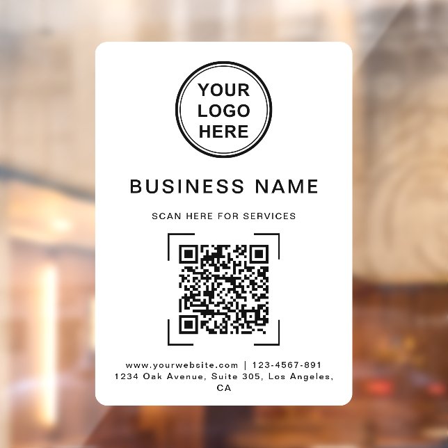 Autocollant Pour Fenêtre Logo Code QR Nom de l'entreprise Blanc (Feuille 2)