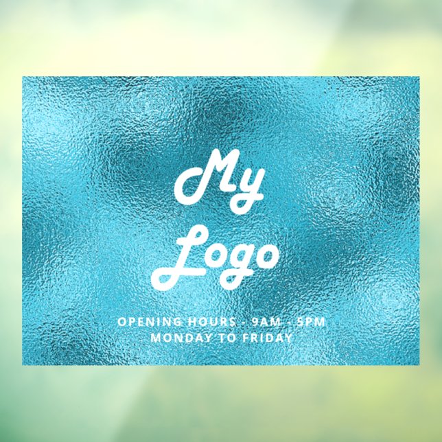 Autocollant Pour Fenêtre Logo commercial des heures d'ouverture bleues (Feuille 3)
