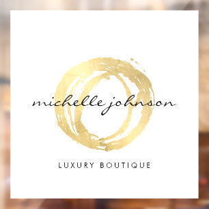 Autocollant Pour Fenêtre Logo de cercle peint en or faux luxe Designer