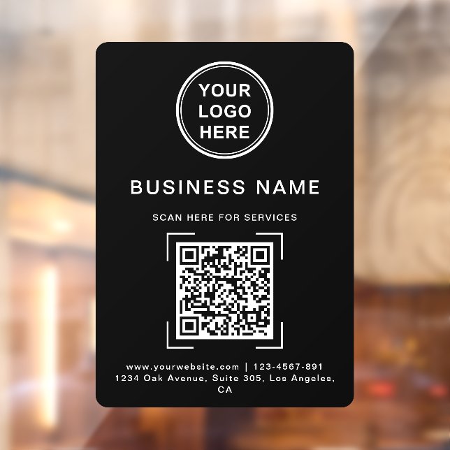 Autocollant Pour Fenêtre Logo de code QR de nom d'entreprise Noir & Blanc (Feuille 2)