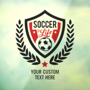 Autocollant Pour Fenêtre Logo de football de texte personnalisé