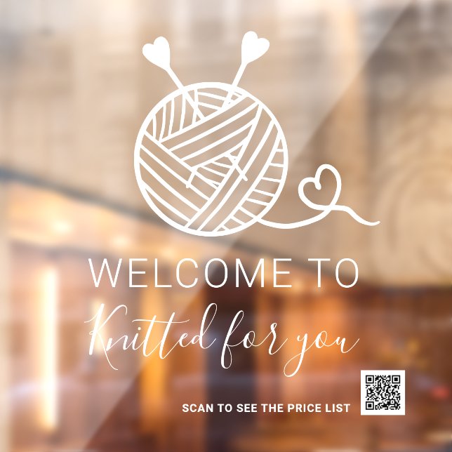 Autocollant Pour Fenêtre logo de la boutique artisanale tricot accueil code (Feuille 2)