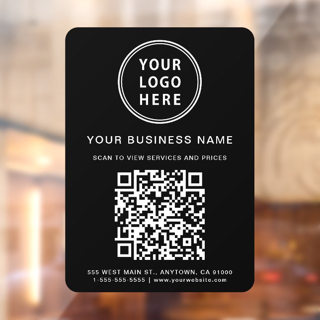 Autocollant Pour Fenêtre Logo de l'entreprise Créez votre code QR Noir (Feuille 2)