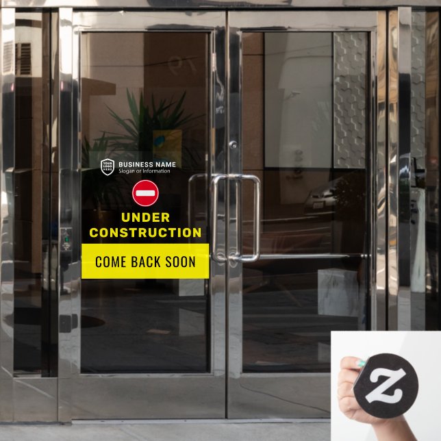 Autocollant Pour Fenêtre Logo de l'ID entreprise | En construction (Porte de bureau)
