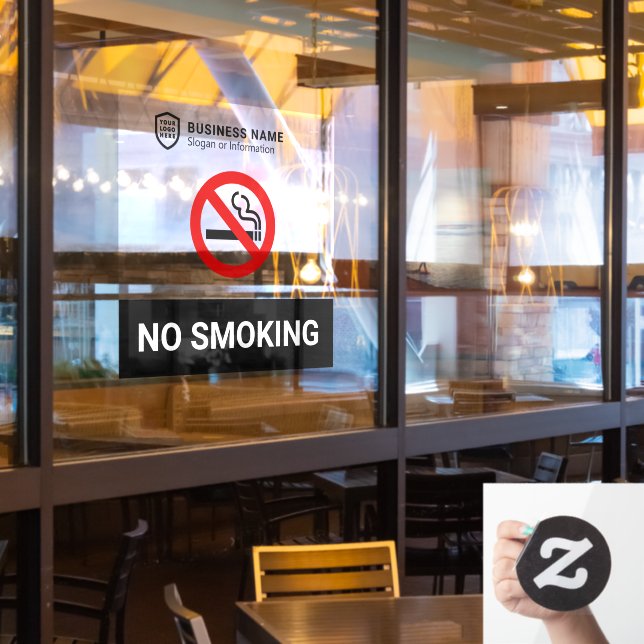Autocollant Pour Fenêtre Logo de l'ID entreprise | Pas de tabac (Fenêtre du restaurant)