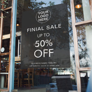 Autocollant Pour Fenêtre Logo de magasin gris pour offre de remise spéciale