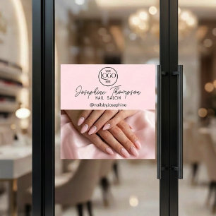 Autocollant Pour Fenêtre Logo de salon de manucure rose pastel pour photo e
