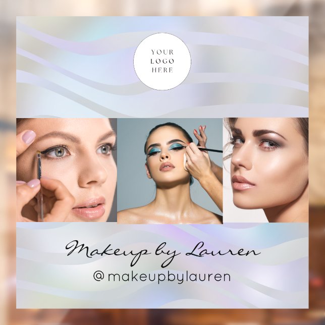 Autocollant Pour Fenêtre Logo de script noir holographique moderne Photo (Feuille 2)