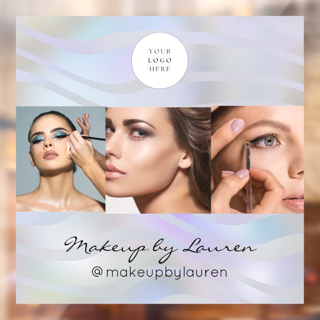 Autocollant Pour Fenêtre Logo de script noir holographique moderne Photo (Feuille 2)