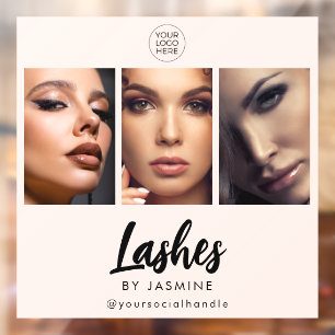 Autocollant Pour Fenêtre Logo de script rose Blush Photo Artiste Cils