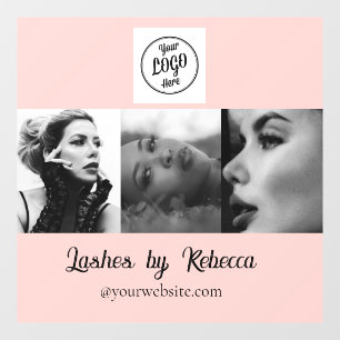 Autocollant Pour Fenêtre Logo de script rose Blush Photo Cils Studio