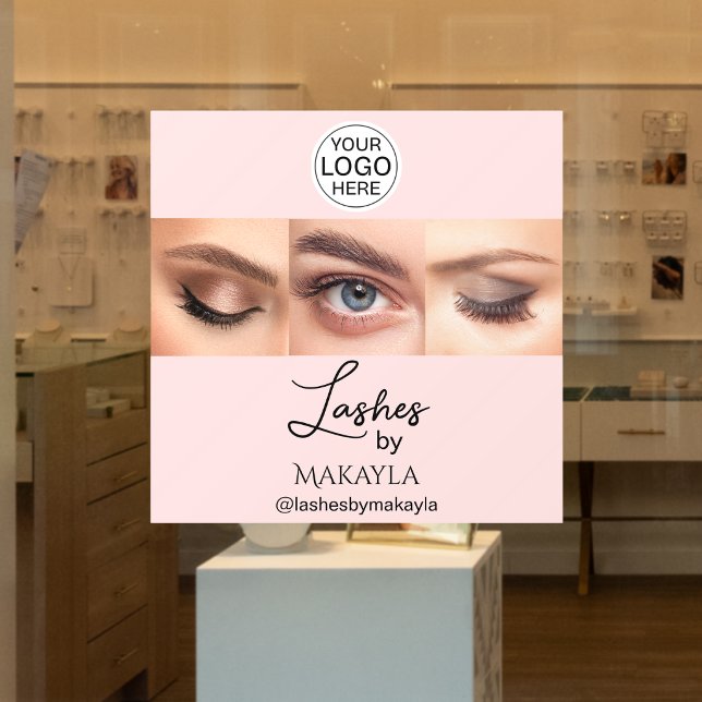 Autocollant Pour Fenêtre Logo de script rose Blush Photo Lashes Studio (Créateur téléchargé)