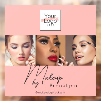 Autocollant Pour Fenêtre Logo de script rose Blush Photo Makeup Studio