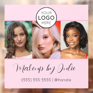 Autocollant Pour Fenêtre Logo de script rose et studio de maquillage à troi