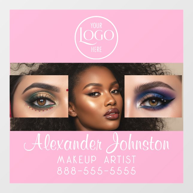 Autocollant Pour Fenêtre Logo de script rose poudré Photo Studio de maquill (Feuille)