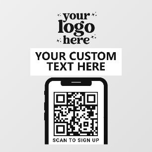 Autocollant Pour Fenêtre Logo de société de code QR Moderne Minimaliste Bla
