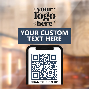 Autocollant Pour Fenêtre Logo de société de code QR Moderne Minimaliste Ble