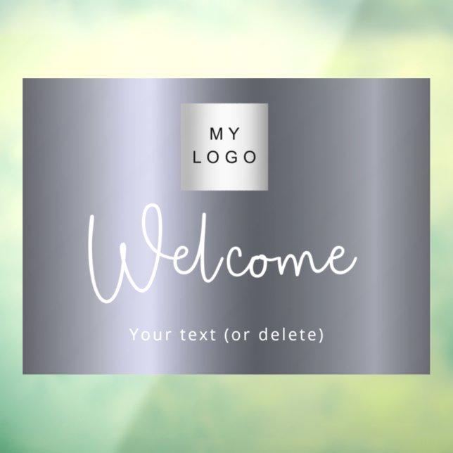 Autocollant Pour Fenêtre Logo de société métallique argenté de bienvenue (Feuille 3)