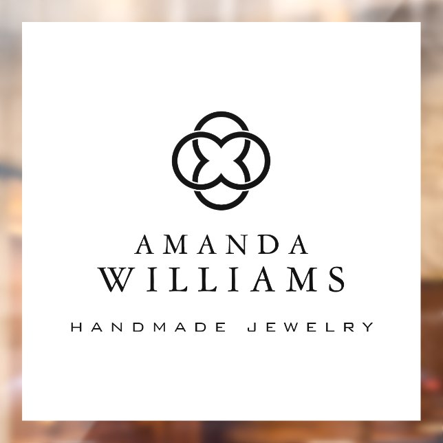 Autocollant Pour Fenêtre Logo de Trèfle Moderne Luxe Boutique Blanc (Feuille 2)