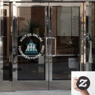 Autocollant Pour Fenêtre Logo d'entreprise Blanc rond Votre texte Boutique