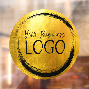 Autocollant Pour Fenêtre Logo d'entreprise Cercle de feuille d'or faux