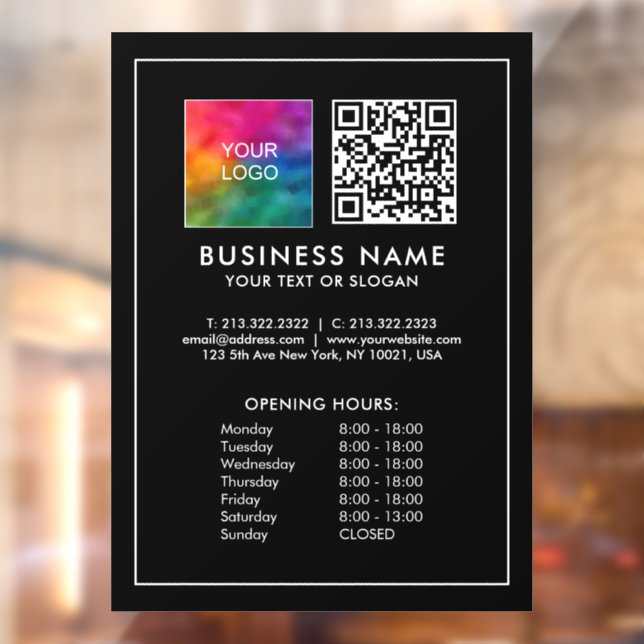 Autocollant Pour Fenêtre Logo d'entreprise Code QR Horaires d'ouverture Bou (Feuille 2)