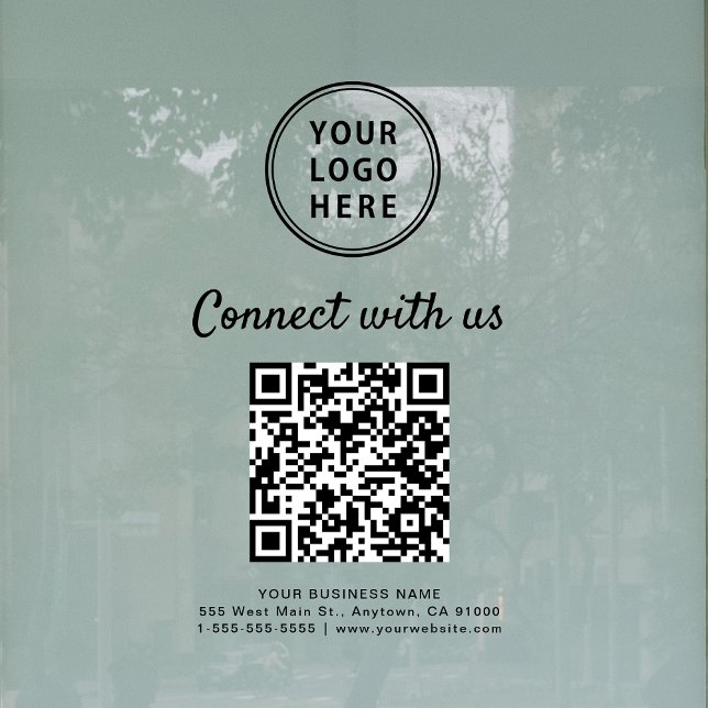 Autocollant Pour Fenêtre Logo d'entreprise Code QR Se connecter avec nous (A QR code sign to effortlessly connect your customers to your online platforms)
