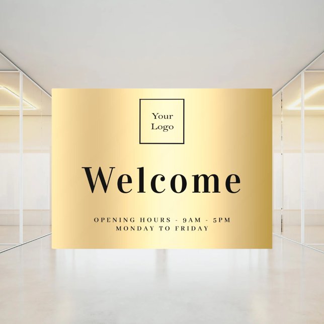 Autocollant Pour Fenêtre Logo d'entreprise Gold Horaires d'ouverture (Créateur téléchargé)
