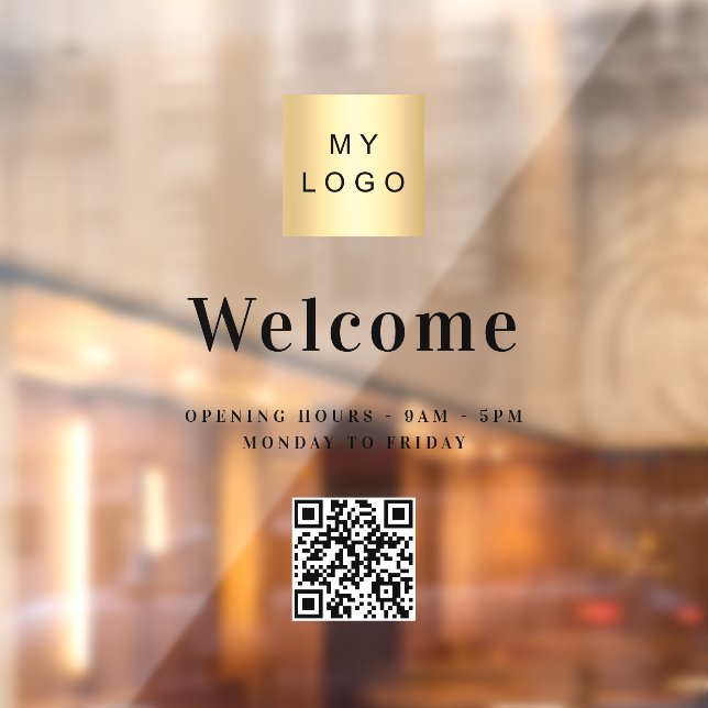 Autocollant Pour Fenêtre Logo d'entreprise, heures d'ouverture, code QR de  (Feuille 2)