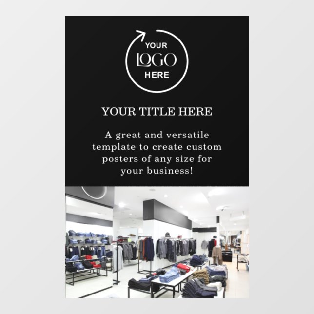 Autocollant Pour Fenêtre Logo d'entreprise Noir Photo promotionnelle profes (Feuille)