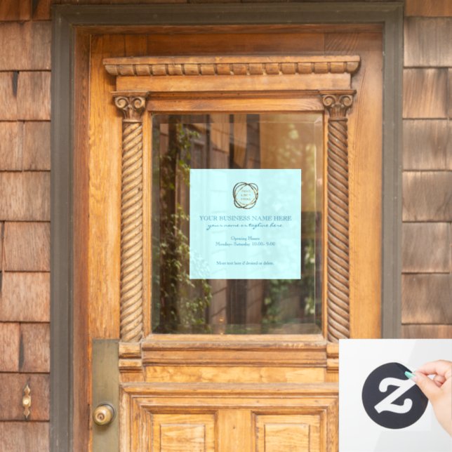 Autocollant Pour Fenêtre Logo d'entreprise personnalisé aqua élégant modern (Porte d'accueil)