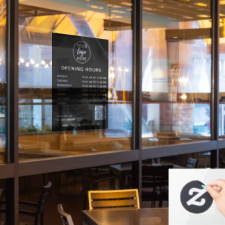 Autocollant Pour Fenêtre Logo d'entreprise personnalisé simple Heures d'ouv