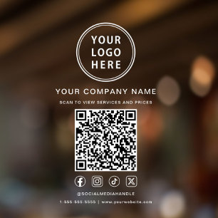 Autocollant Pour Fenêtre Logo d'entreprise Réseaux Sociaux Créez votre code