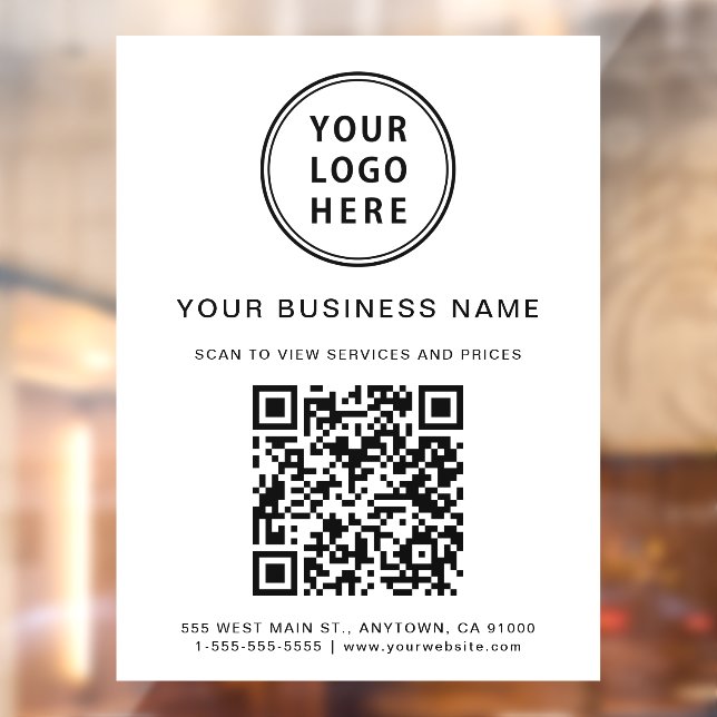 Autocollant Pour Fenêtre Logo d'entreprise simple Code QR blanc (Feuille 2)