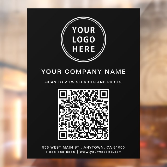 Autocollant Pour Fenêtre Logo d'entreprise simple QR Code noir (Feuille 2)
