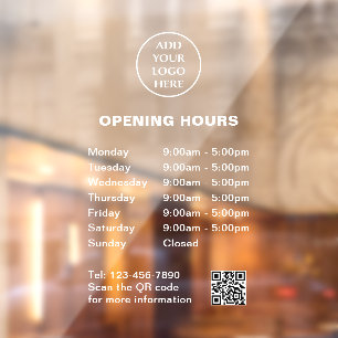 Autocollant Pour Fenêtre Logo des heures d'ouverture du magasin Code QR d'e