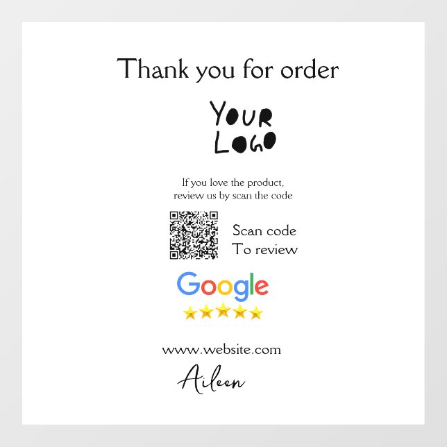 Autocollant Pour Fenêtre logo du site Web d'analyse de code QR d'avis Googl (Feuille)